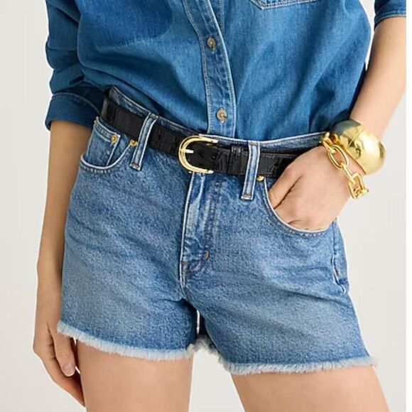 J. Crew Mid-rise denim short in Lakeshore blue wash cut off NWT size 33 - Picture 1 of 10